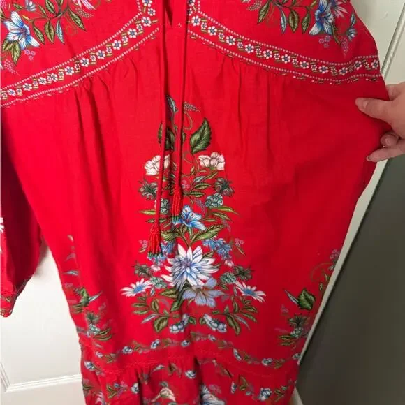 Farm Rio Red Sweet Bloom Bouquet Midi Dress L - Picture 4 of 9